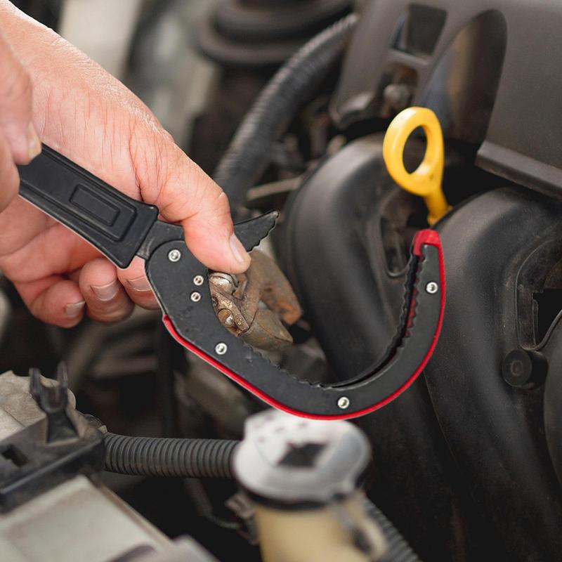 Oil Filter Wrench Adjustable Long Handle Jaws Type Motorcycle Oil Filter Removal Wrench Ergonomic Non-Slip Oil Filter Tool For