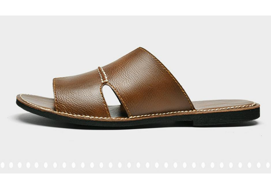 2024 Summer Trendy Plus Size Men's Genuine Leather Flip-Flops: Casual Beach Sandals in Sizes 45-47