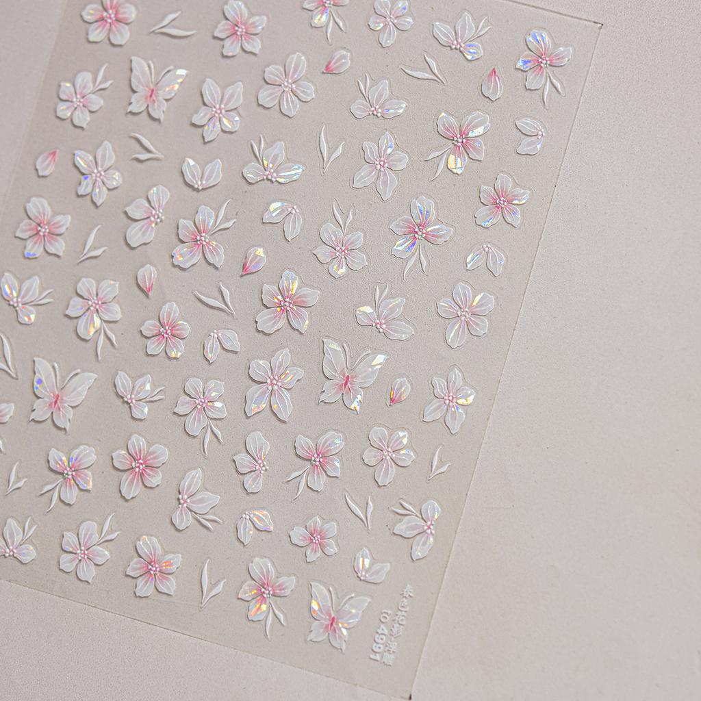 1pcs 5D Bronzing Shininy Pink Sakura Nail Art Stickers Flower Self-Adhesive Nail Decorations Decals Accessories
