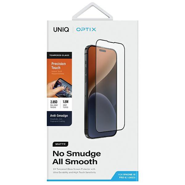 UNIQ Optix Matte iPhone 15 Pro 6.1" Matte Tempered Glass with Applicator