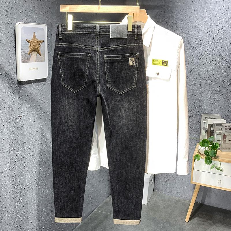 Men's High-Quality Embroidered Denim Jeans with Elastic Waistband