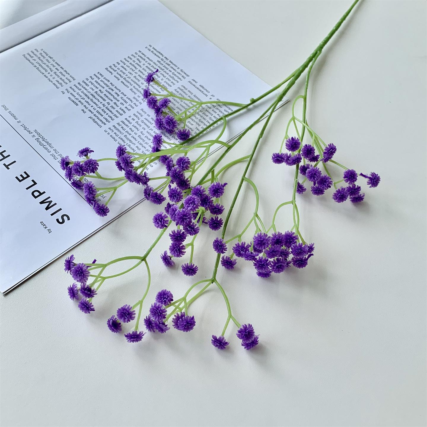 

Букет штучних квітів Дихання дитини Soft Touch з 108 голів для весілля та домашнього декору темно-фіолетовий колір