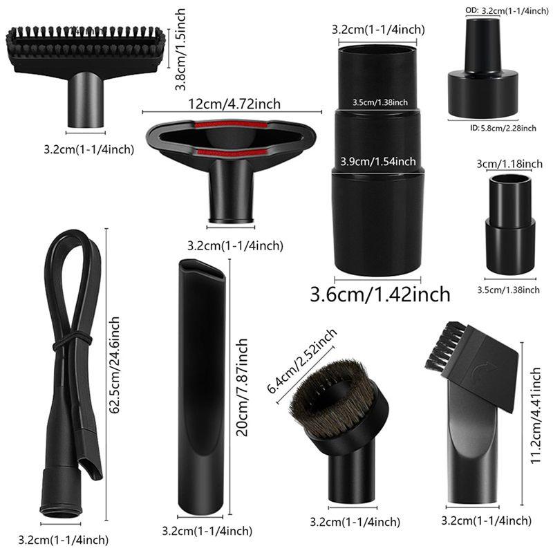 A20F-Universal Vacuum Attachments Kit Accessories - Includes Horse Hair Vacuum Brush, Hose Adapters For 2 1/2In To 1 1/4In
