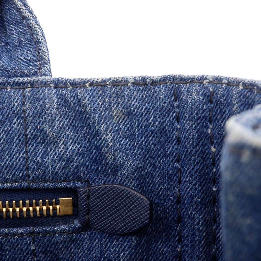 PRADA Canapa Handbag 1BG439 Tote Bag Blue denim Women Used