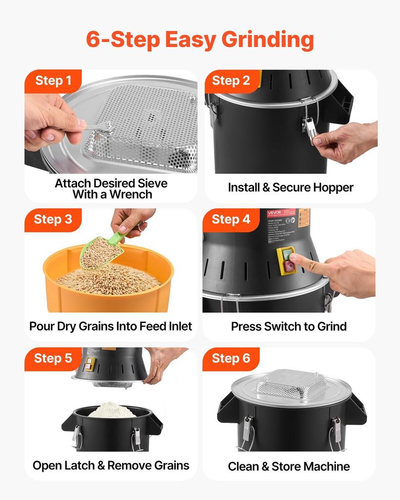 Electric Grain Mill Grinder, 600W High Power Commercial Spice Grinder, 25L Pulverizer Powder Machine with Galvanized Sharp Blades, for Dry Grains,