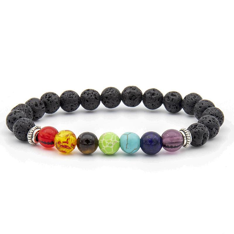 Strand Gemstone Men Bracelet Colorful Beads Energy Bracelet Healing Gift Yoga