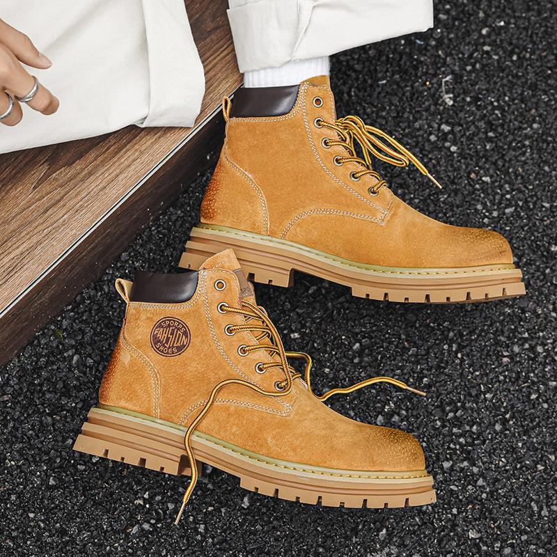 Buty Martin męskie i damskie 2025 nowe buty rabarbarowe jesień i zima brytyjski styl wysokie buty robocze welurowe bawełniane buty 2345-K