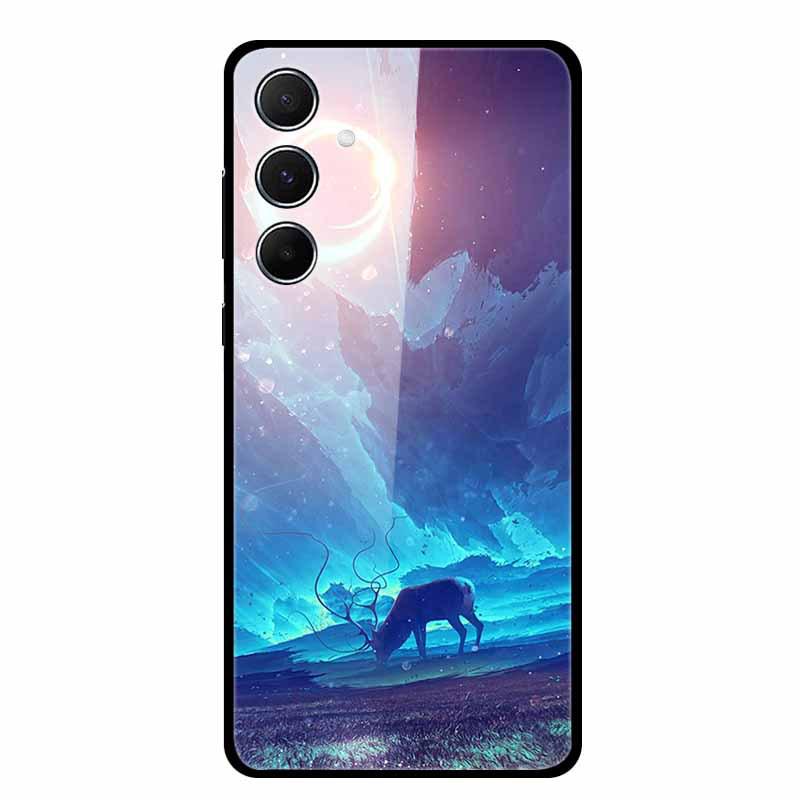 Kreative Landschaftsmalerei Gehärtetes Glas Handyhülle für Samsung A55 5G