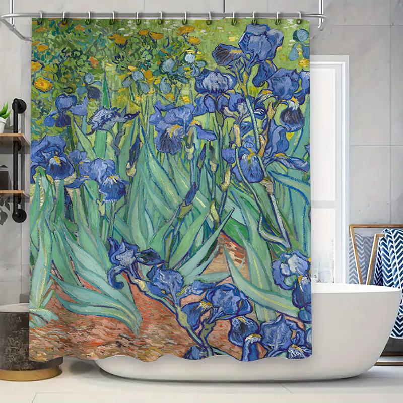 

Ван Гог Ирисы Занавеска для душа Водонепроницаемая ткань Декор для стен для ванной комнаты Современный синий цветочный принт Домашний декор (зеленый) по АлиЭкспре 120x180cm