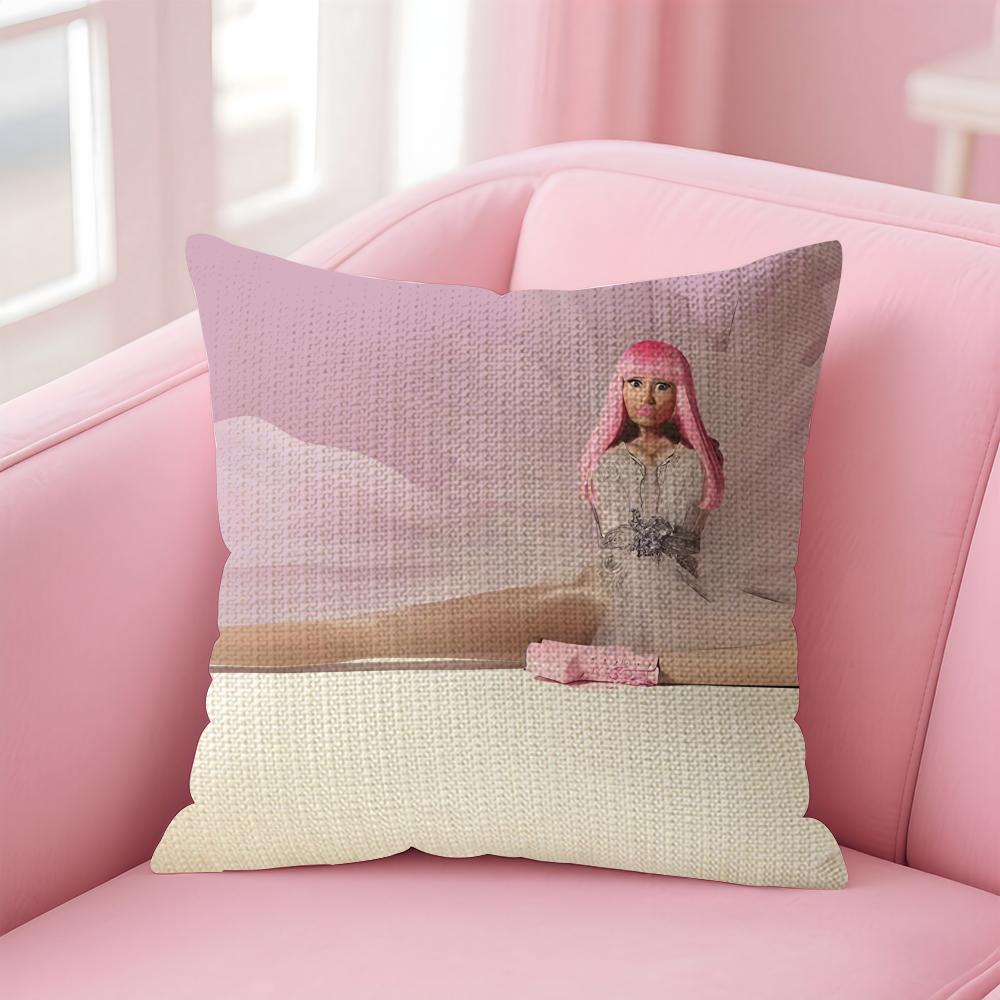 NNicki MinajJ Pink Friday Cushion Cover Natural Linen Pillow Case DoubleSided Print Decorative Sofa Pillowcase Home Decor Gift