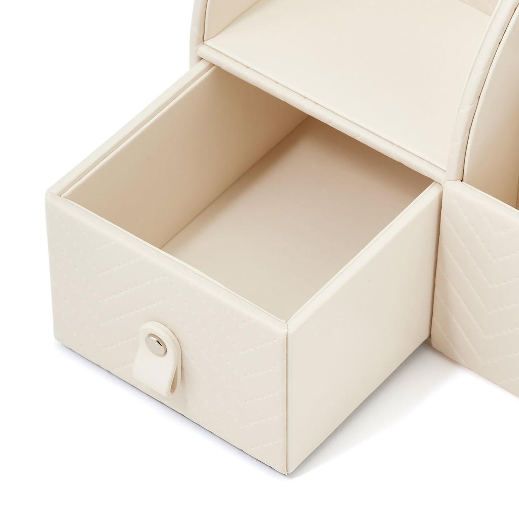 Francfranc Quilted Desk Organizer L Ivory Desk Storage Tabletop Storage Accessory Case Drawer