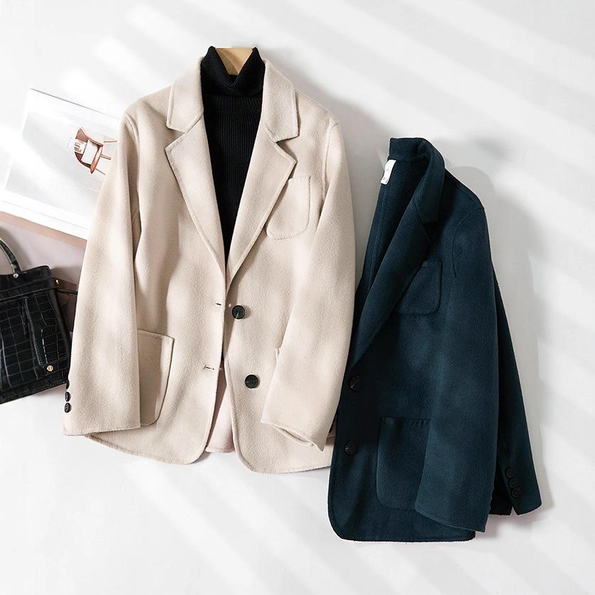 2025 Women's Autumn/Winter Slimming Wool Blazer – Elegant Double-Faced Wool Coat for Commuting