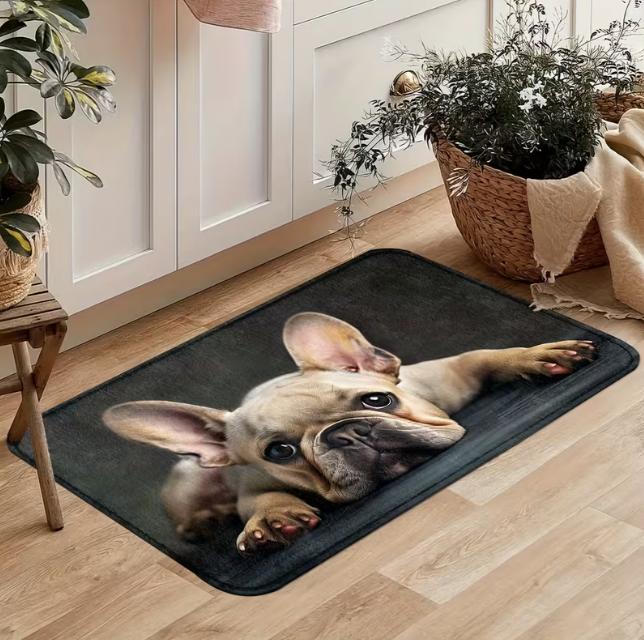 Cute Dog French Bulldog Doormat Is Perfect for Spring and Holiday Decoration and Gifts Camping Entry Mats and Home Soft Carpets