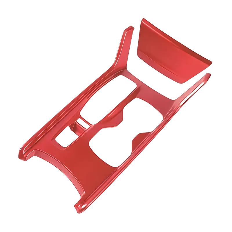Honda Accord 18th Gen Red Interior Trim Kit: Gear Shift Frame, Armrest, Air Vent, Gear Knob, Steering Wheel.
