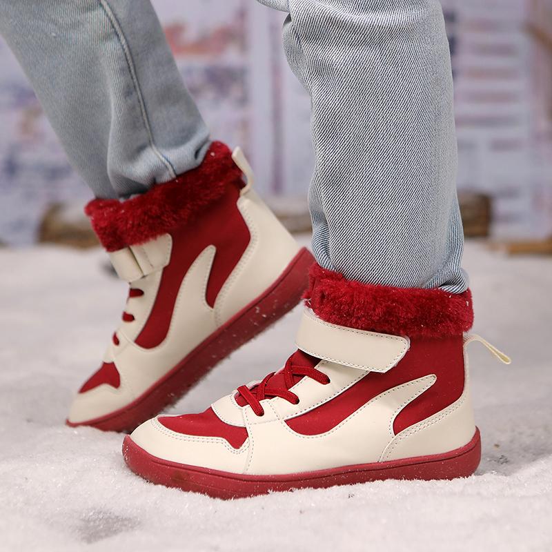 Kids Snow Boots Plush Cotton Shoes Child Winter Walking Shoes Anti-slip Ankle Boots Boys Girls Plush Hiking Shoes Winter Boots