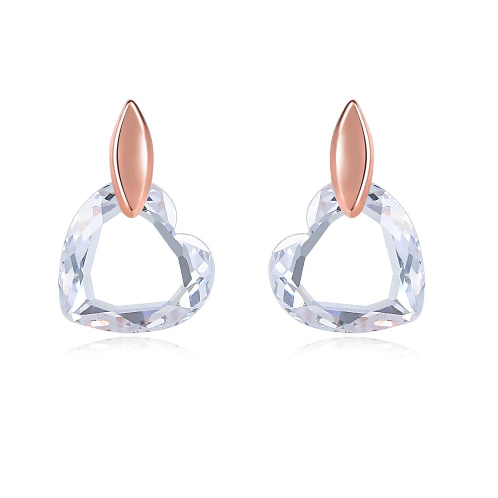 Top Quality Clear Heart Rose Gold Color Stud Earrings Jewelry Made with Genuine Austrian Crystal ZYE182 ZYE345