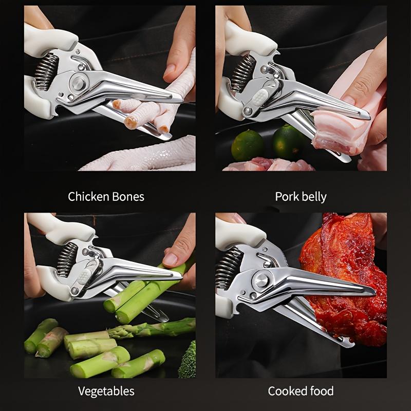 1pc Heavy Duty Stainless Steel Kitchen Scissors with Sheath , Perfect for Cutting Chicken, Duck, Goose Bones, Fish, Vegetables, and Herbs