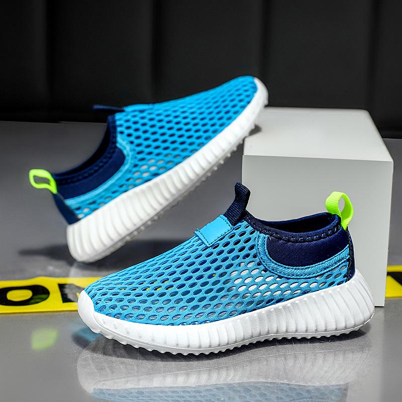 

Дышащие сетчатые слипоны для девочек, полые кроссовки для бега для малышей и больших детей 31 павлин голубой