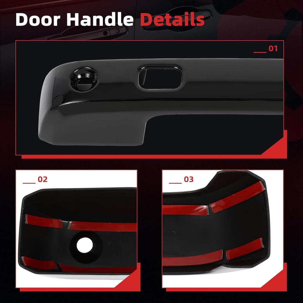 Exterior Door Handle Cover Fit for Ford for F-250 Super Duty 2017 | Replacement For Ford For F-350 Super Duty 2017-2022|Driver Passenger|Black|4pcs