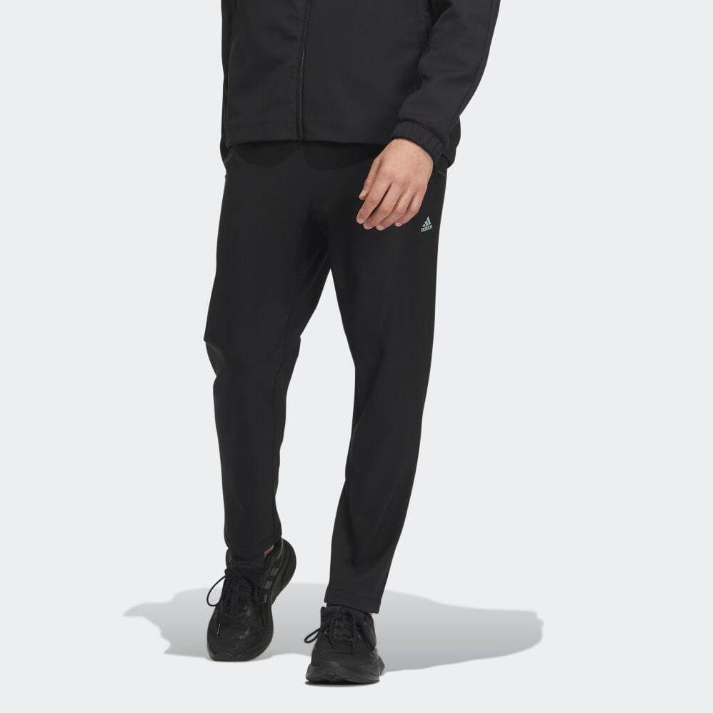 Adidas Solid Logo Three Stripes Knitted Sports Pants Men Bottoms Black IK7349