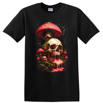 Grafika z grzybami czaszkowymi Koszulka Halloweenowa Straszna Koszulka Horror