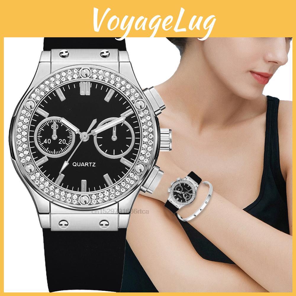 Luxurious Brand Women Rubber Watches Casual Diamond Female Quartz Wristwatches Simple Sport Clock