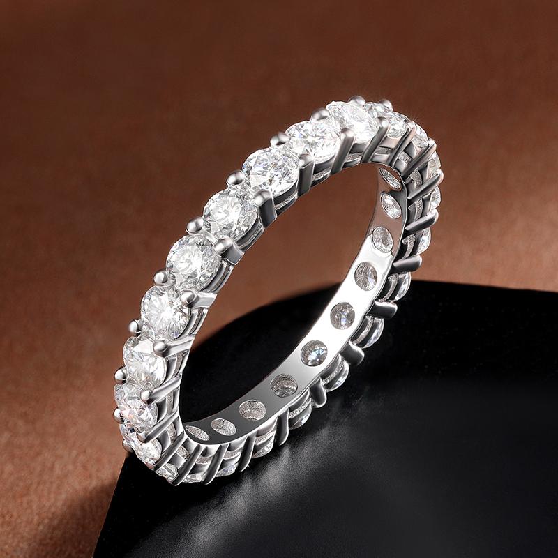 KNOBSPIN 3mm Round Moissanite Ring White Gold Plated 925 Silver Fine Jewelry Wedding Engagement Rings for Women Man