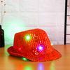 New Fashion Flashing Light Up Panama Cap Jazz Hat Led Fedora Trilby Sequin