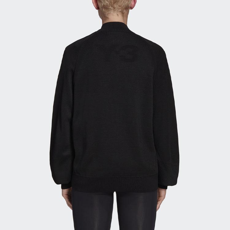 Y-3 SS22 Solid Color Zip-Up Crew Neck Sweater Women sweater Black FM1158