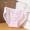 Plus-size Ladies Summer Lace Butterfly Embroidery Hollow Mesh Cotton Crotch Waist Panties