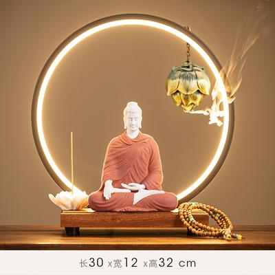 Buddha Statue Sakyamuni Buddha Figure Tathagata Buddha Statue Ceramic Lamp Circle Living Room For Incense Porch Home Decor