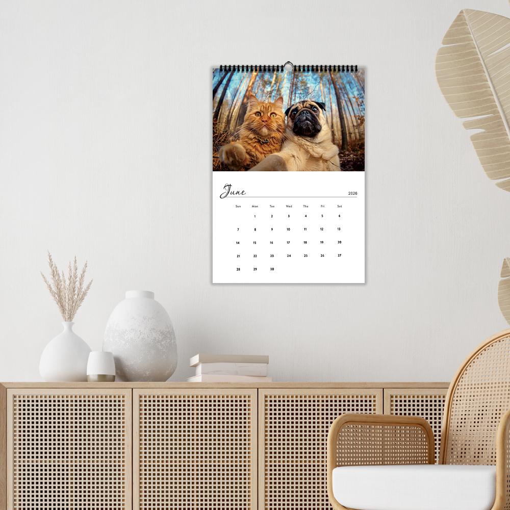 1pc 2026 Wall Calendar, Abstract Animal Collection, 12 Beautiful Designs, Perfect Gift for Birthdays, Christmas, New Year