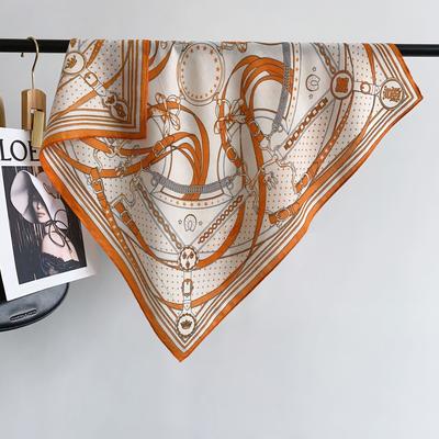 2024 New Fashionable Versatile Silk Scarf 68 Cm Printed Sunscreen Decorative Small Square Scarf Velvet Texture Scarf