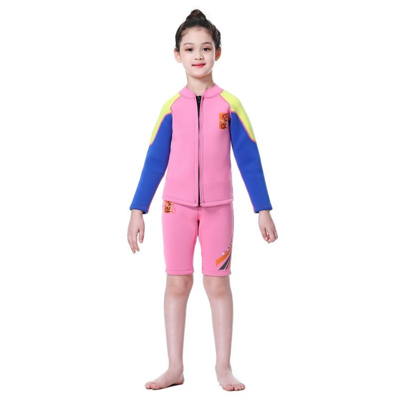 Children's 2.5MM Split Thermal Diving Suit Men Girls Long-sleeved Shorts Surfing Jellyfish R026
