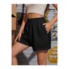 Schwarz-graue 2-teilige einfarbige Damen-Regular-Shorts