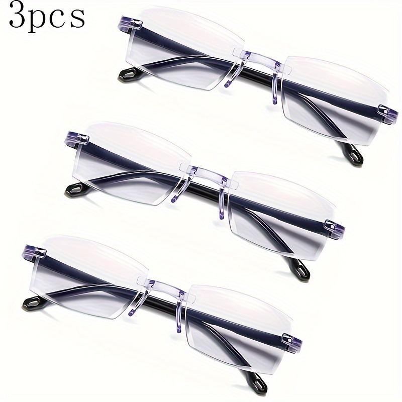 3pcs Lightweight Frameless Reading Glasses Retro Square Ultra Light Anti Blue Light Glasses Presbyopia Optical Glasses