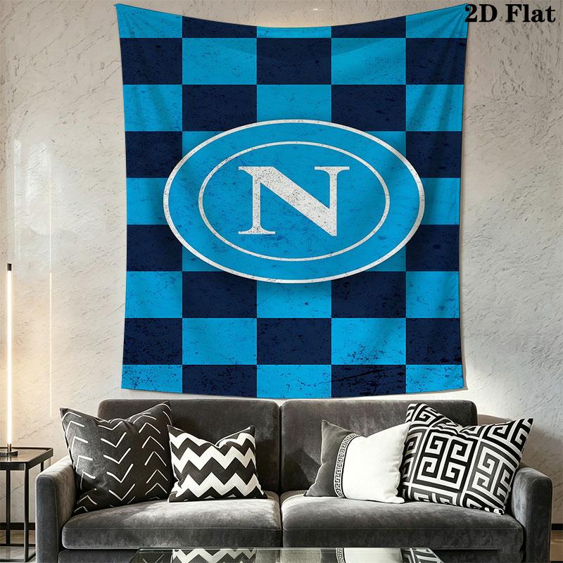 SSC Napoli Logo Wall Hanging Printed Fabric Blanket Decorative Tapestries for Bedroom Living Room Home Decor