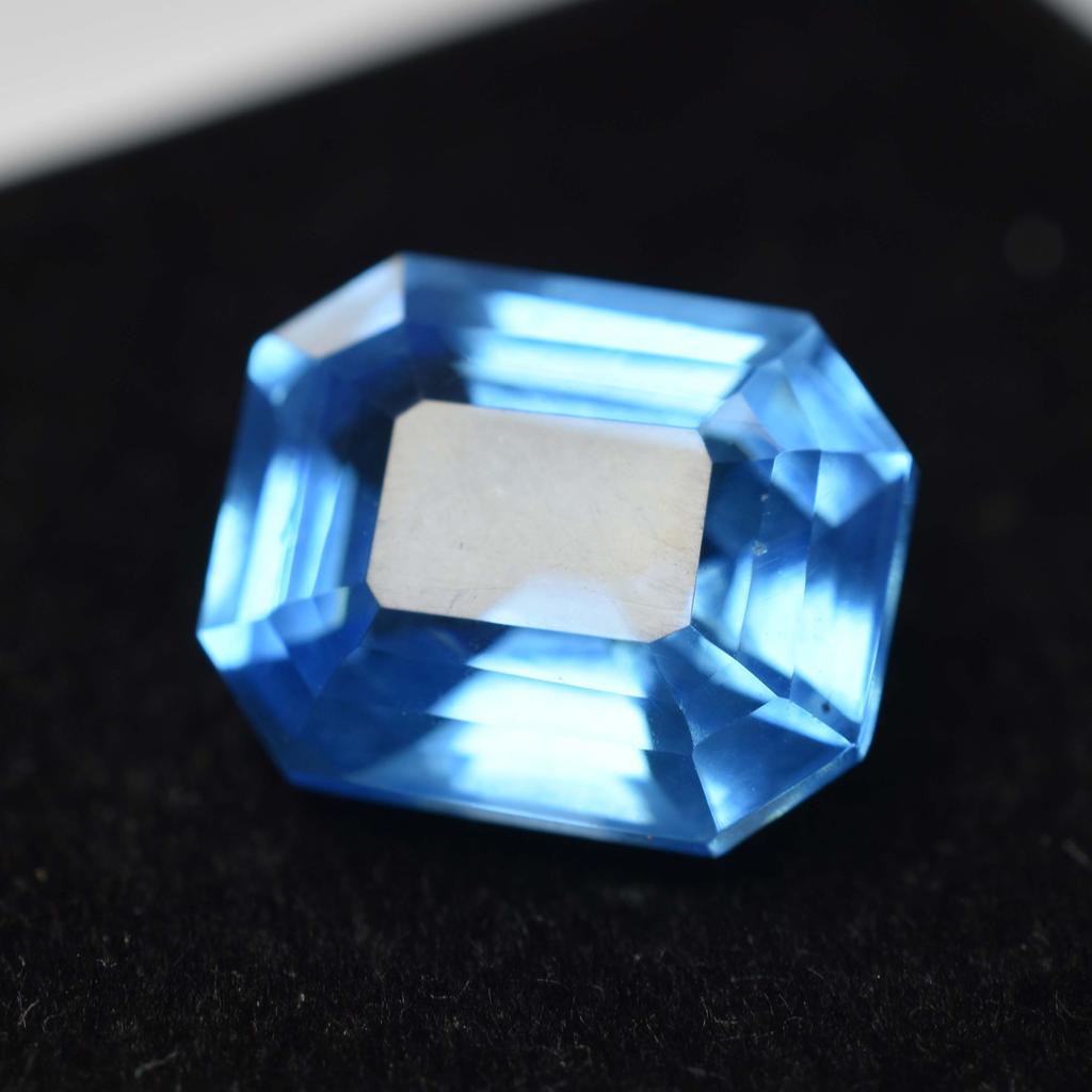 Natural Blue Sapphire Loose Gemstone 10.90 ct Ceylon Emerald Cut September Birthday Birthstone