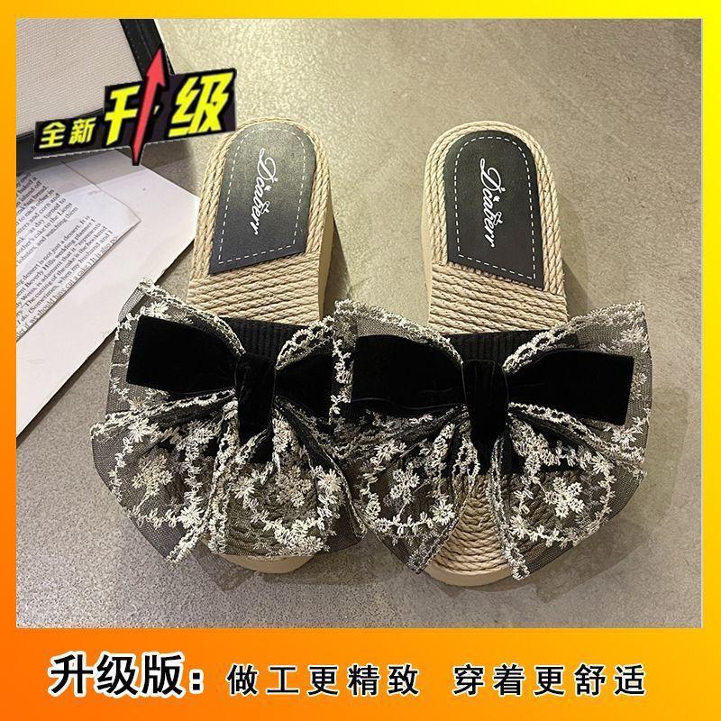Flat Bottom Outer Wear Fashionable Deodorant Ins Cool Slippers 2025 Summer New Super Fire Non-slip Bow Slippers