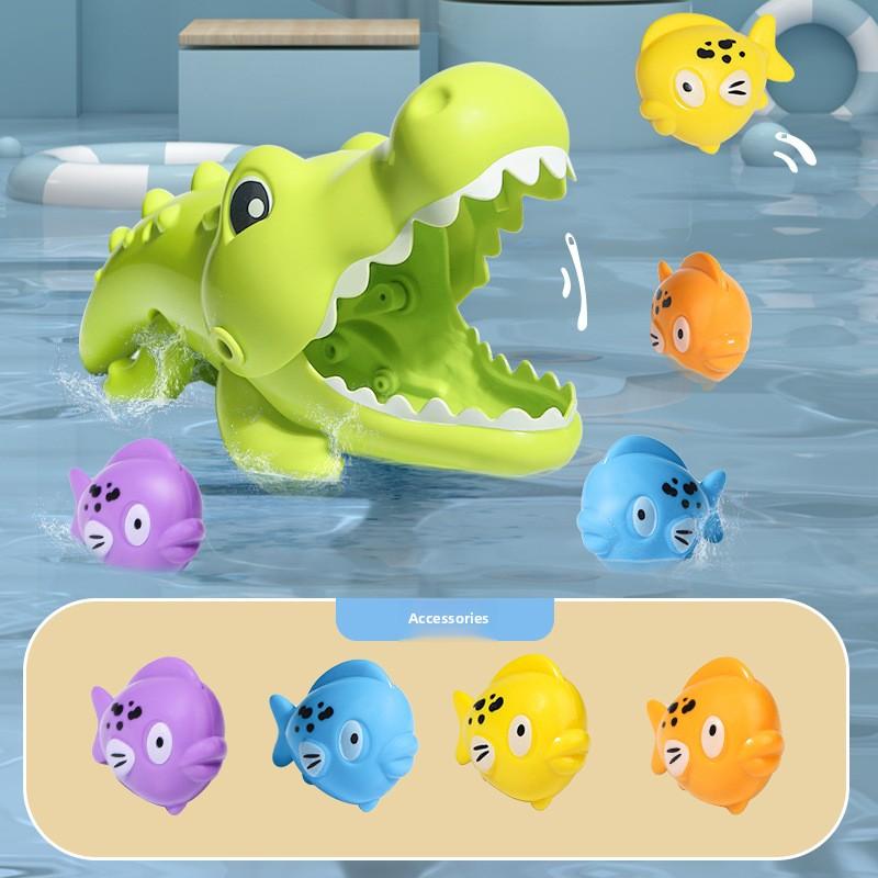 Nteractive Crocodile Bath Toy for Kids, Educational Water Playset, Durable Plastic, Fun Feeding Action, for Ages 0-3