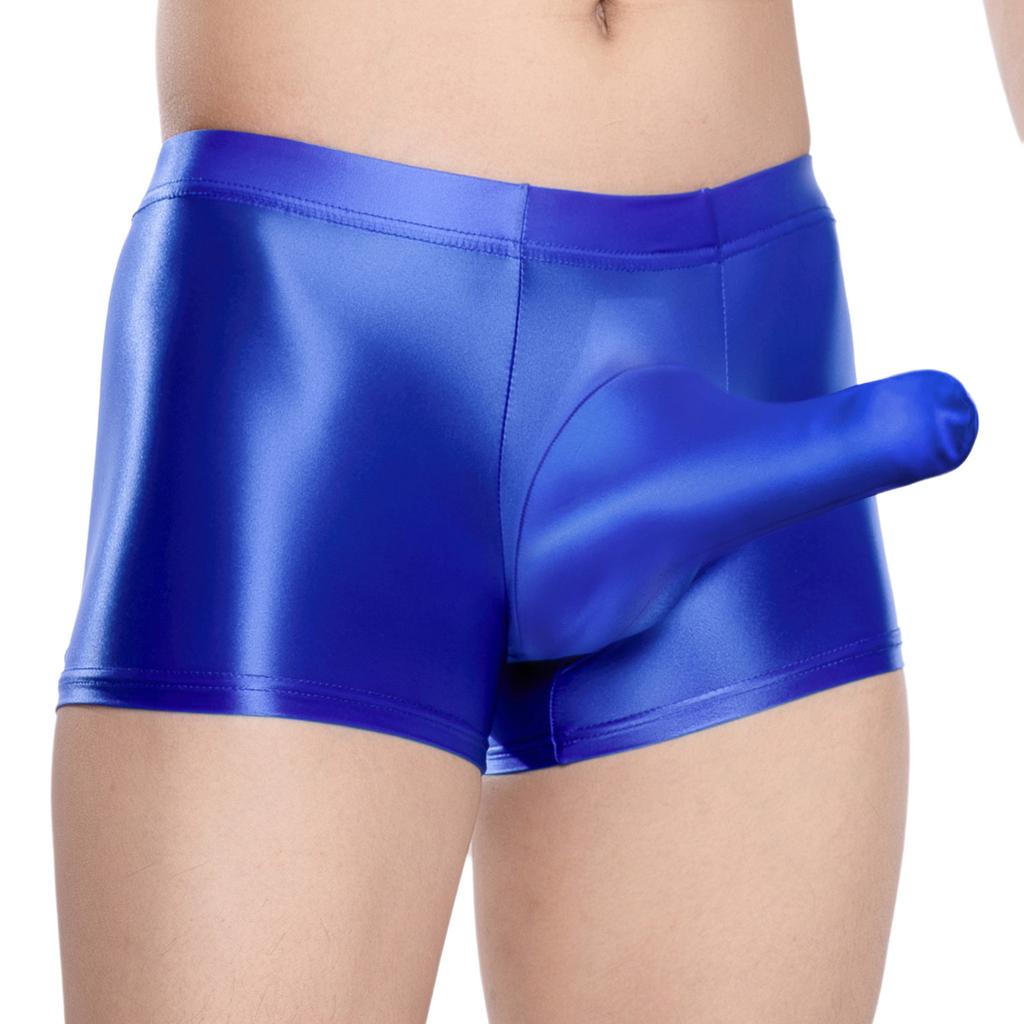 Herren Glänzende Atmungsaktive Unterwäsche Niedrige Leibhöhe Scheide Beutel Elastischer Bund Slips Bade-Schlaf-Shorts