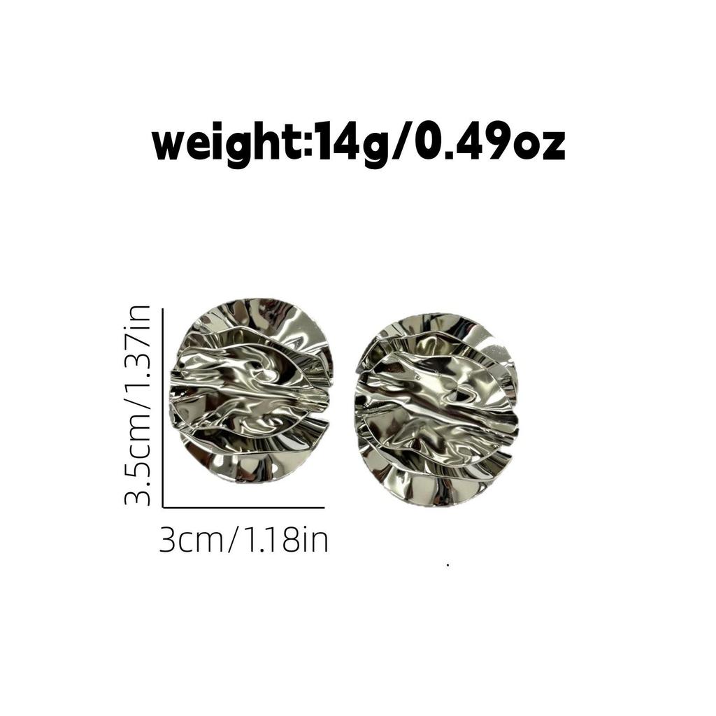 Chic Multi-layered Pleated Petal Stud Earrings: Metal Design for a Luxurious, Versatile Style