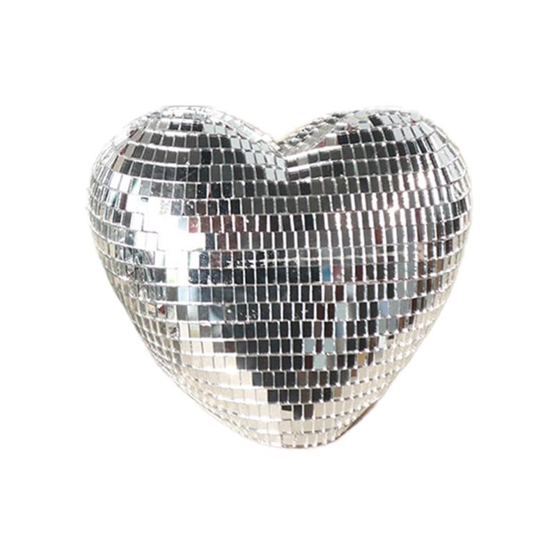 Valentines Day Inlaid Glass Heart Shape Discos Ball Nightlight LED Table Lamp Romantics Home Decoration Craft Gift
