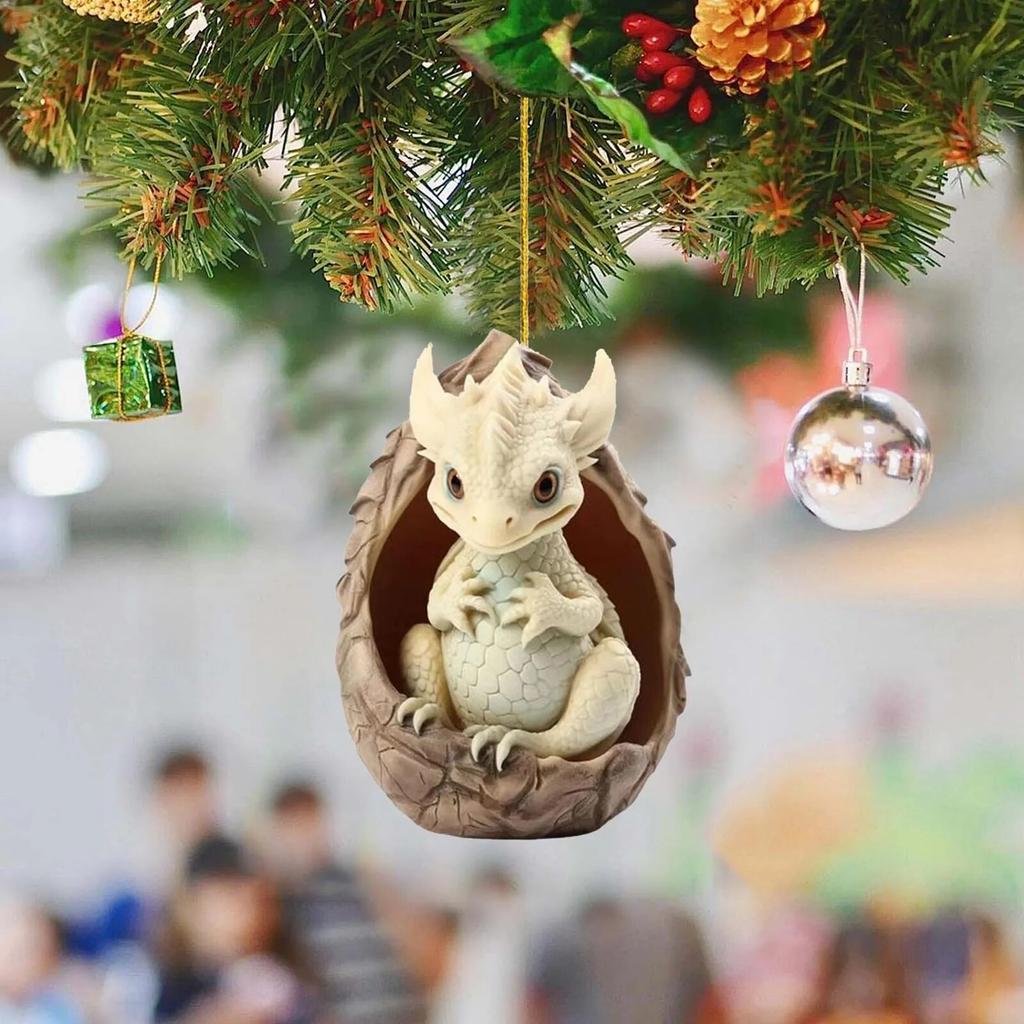 2D Acrylic Christmas Baby Dragon Egg Hanging Ornament Decoration Christmas Tree Charm Xmas Pendant Party Decorations Home Decor