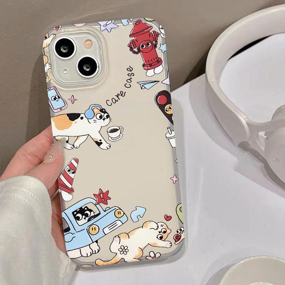 Frosted Full Coverage Cartoon Case for Apple iPhones 11-16 Series, Including 14 Pro, 15, and 16 Pro Max
