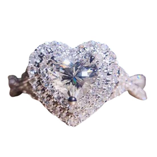 

Женское кольцо со стразами в форме сердца, обруч из сплава, блестящий ювелирный подарок US 7