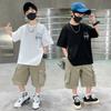 Boys' Summer Short sleeved T-shirt Set 2026 New Summer Mid to Large sized Children's Boys' Summer Style Trendy Brand Wings