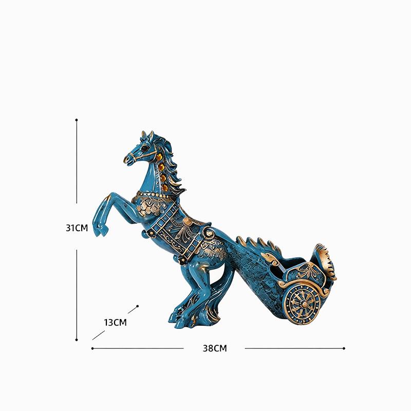 Collectibles Sculptures European Style Horse Drawn Carts Wine Racks Resin Crafts Animal Ornaments High-end Wine Cabinet Ornament