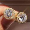 Round Diamond Stud Earrings And Zircon Earrings