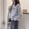 Simple letter print fashionable round neck loose and lazy 2026 Spring and Autumn new long sleeved hoodie for women with small stature